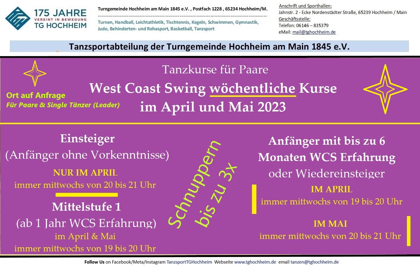 West Coast Swing WöchentlichSchnuppern TG Hochheim